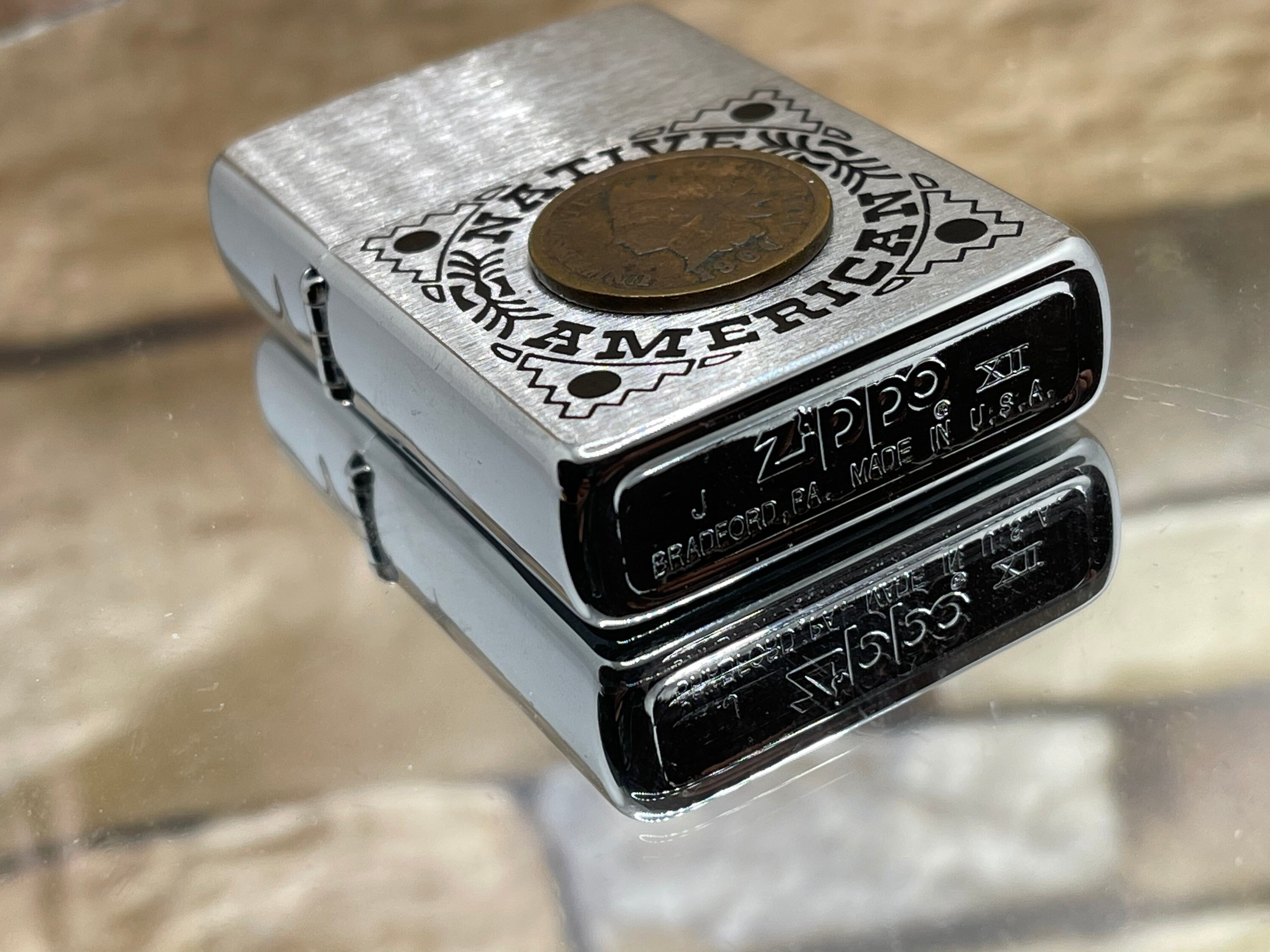1990s Zippo Lighter Native American 1895 Indian Head Penny