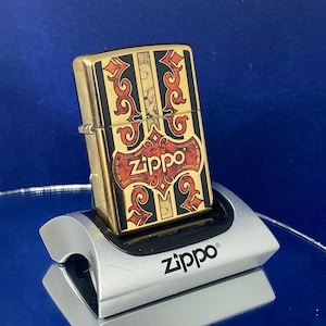 Zippo Solid Brass Red & Black Logo Design Luxury Collection New Unfired