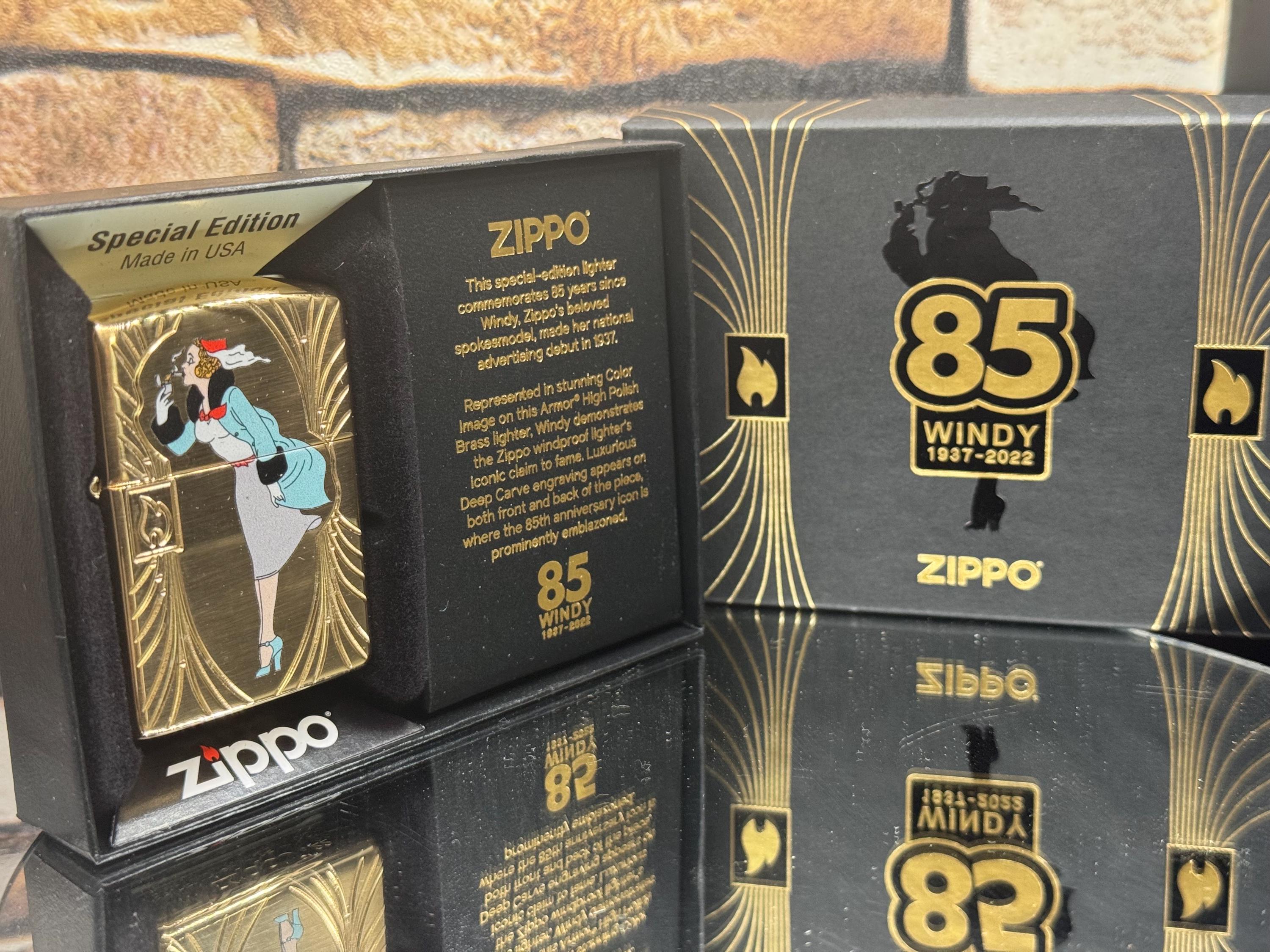 Windy Girl 85th Anniversary High Polish Brass Armor Zippo