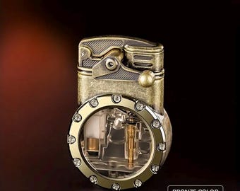 Steampunk Butane Torch Lighters, Rocker Ignition with Transparent Visible Gas Tank