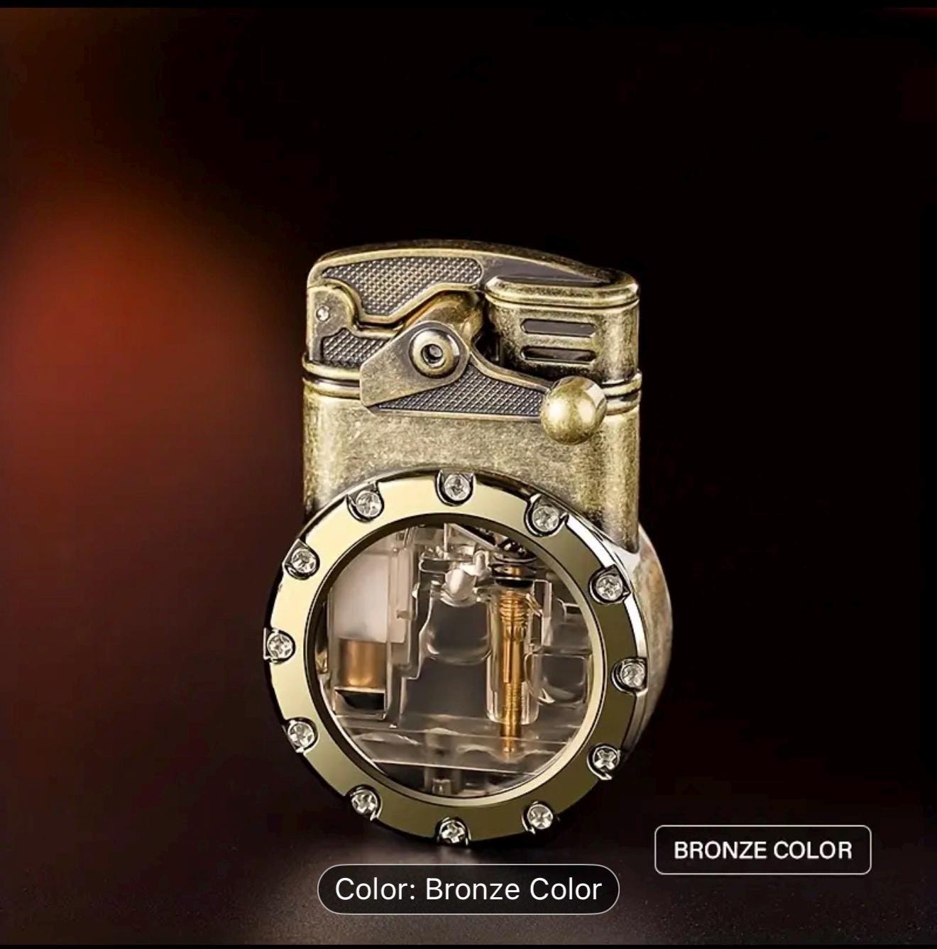 Steampunk Butane Torch Lighters, Rocker Ignition with Transparent Visible  Gas Tank
