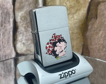1995 Betty Boop Vintage Ultra Rare Lighter Still New In Original Case High Polish Chrome
