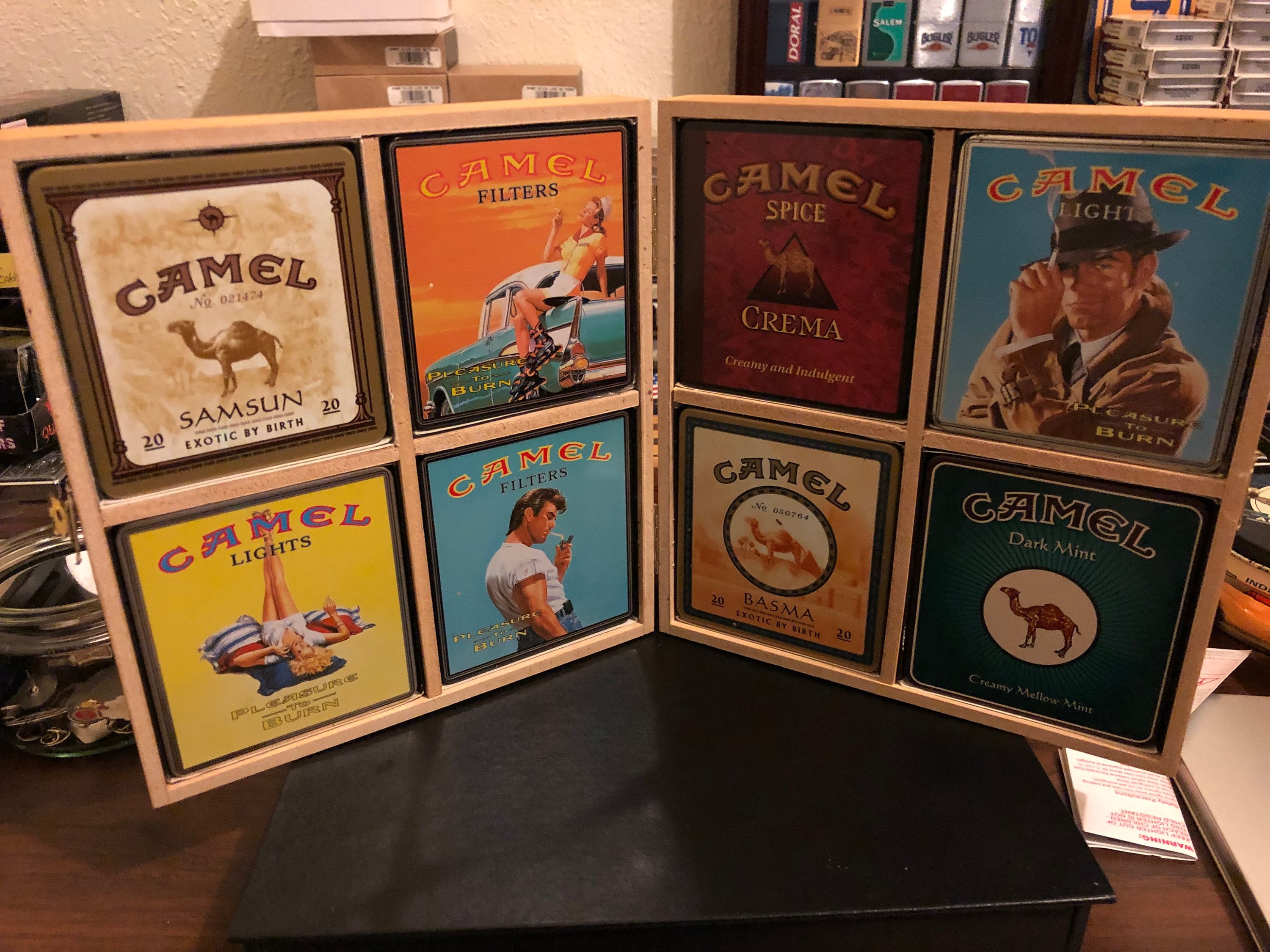 Vintage Camel Pleasure to Burn Exotic Blends in Wooden Collectors