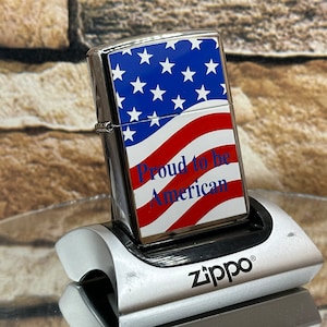 Vintage Zippo Proud To Be American - Polished Chrome Lighter (Zippo, 2001)