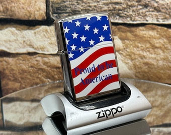 Vintage Zippo Proud To Be American - Polished Chrome Lighter (Zippo, 2001)