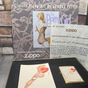 Zippo Brass Lighter The Petty Girl Series (Heart) 1998 New In Box & COA