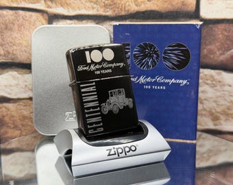 Ford 100 Years Zippo Lighter FORD Motor Company Detroit Michigan 2002 Vintage New In Box
