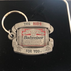 1996 Pewter Budweiser Key Chain Heavy & Solid New Condition Vintage