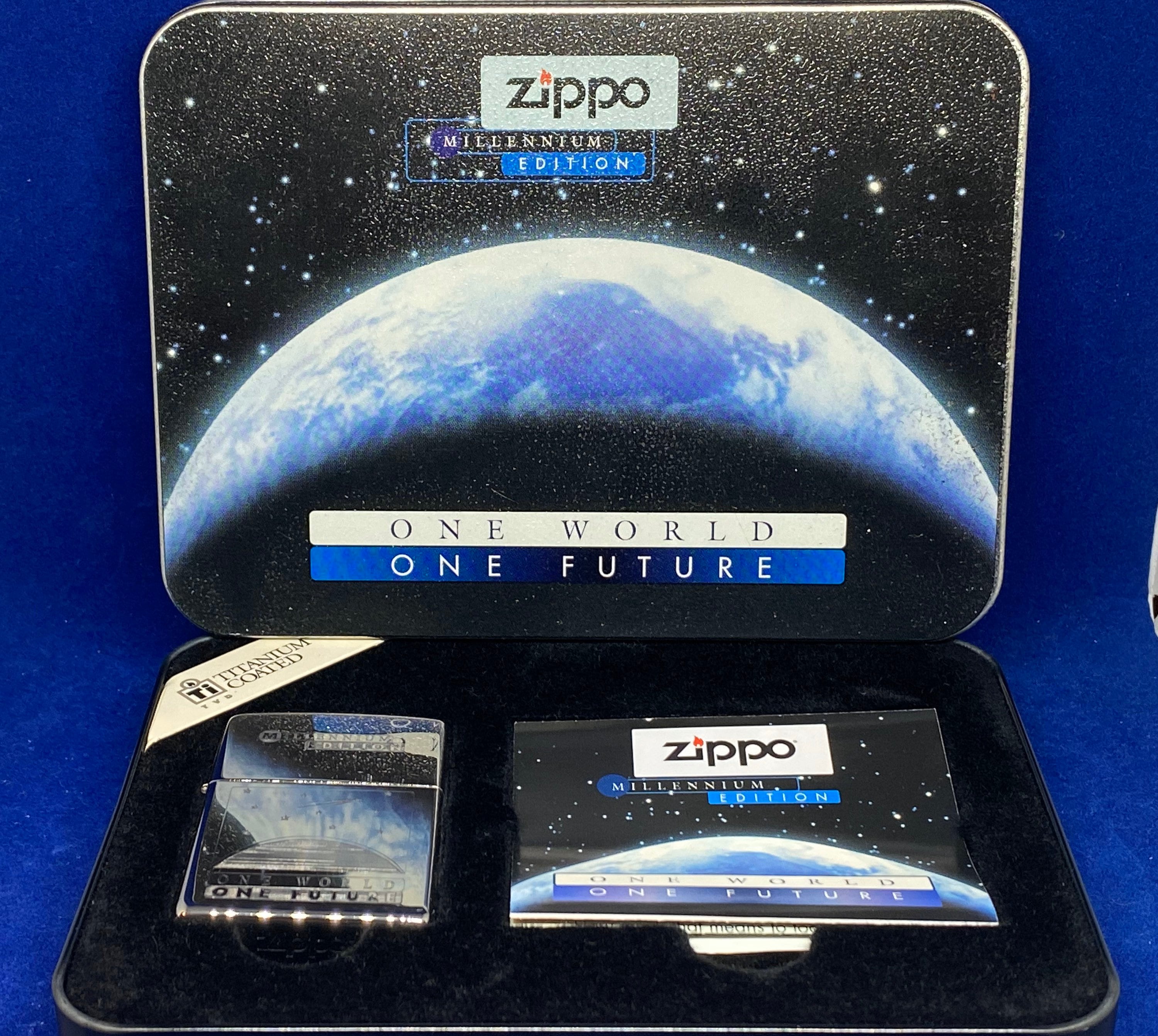 1999 Zippo Titanium Millennium Edition One World One Future New