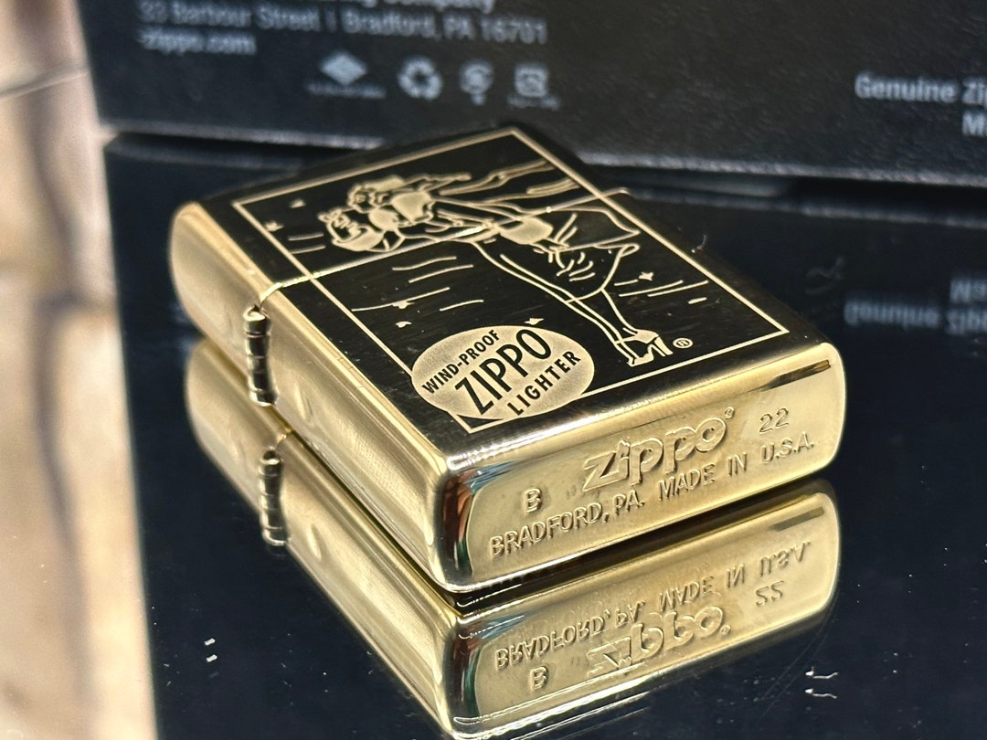 Zippo Solid Brass Windy Girl Lighter Limited Edition New and Zippo Solid Brass Windy Girl Lighter Limited Edition New and