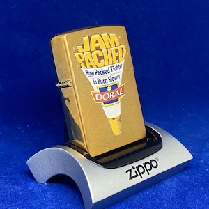 Vintage Brass Zippo Lighter - Doral Cigarettes JAM PACKED - R.J. Reynolds RJR New Unfired