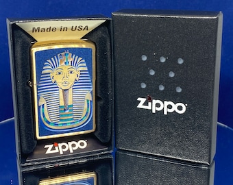 Zippo King Tutankhamen Solid Brass Egyptian Lighter RARE