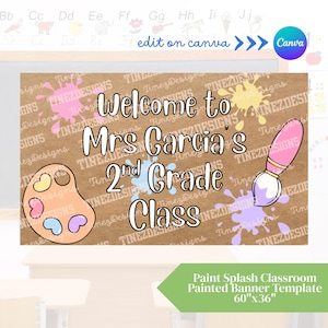 Paint Theme Classroom | Teacher Editable Sign | Painted Banner Template