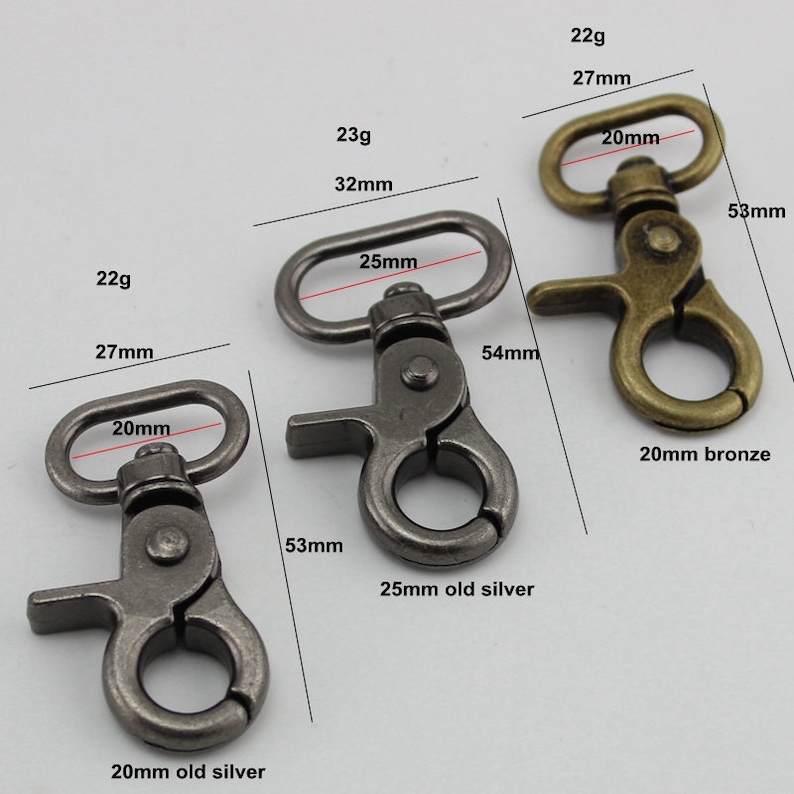2-10-30 pieces,20mm 25mm Strong Swivel Snap Hooks,Old Silver Finish Handbag Purse Bag Making Hardware