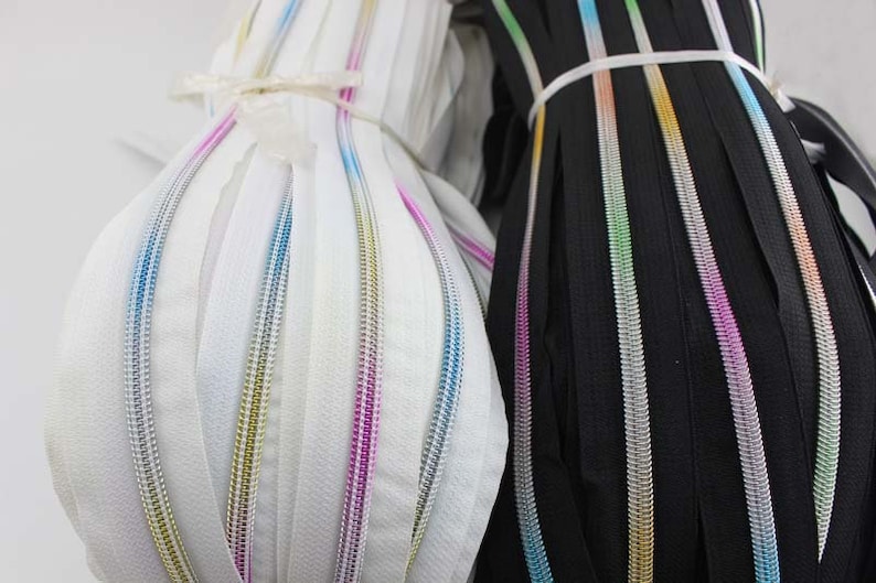 10Yards 7 Nice Colors 5# rainbow nylon teeth zipper,10 pieces 5# rainbow nylon coil zipper slider pullers