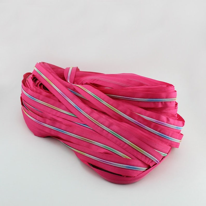 10Yards 7 Nice Colors 5# rainbow nylon teeth zipper,10 pieces 5# rainbow nylon coil zipper slider pullers
