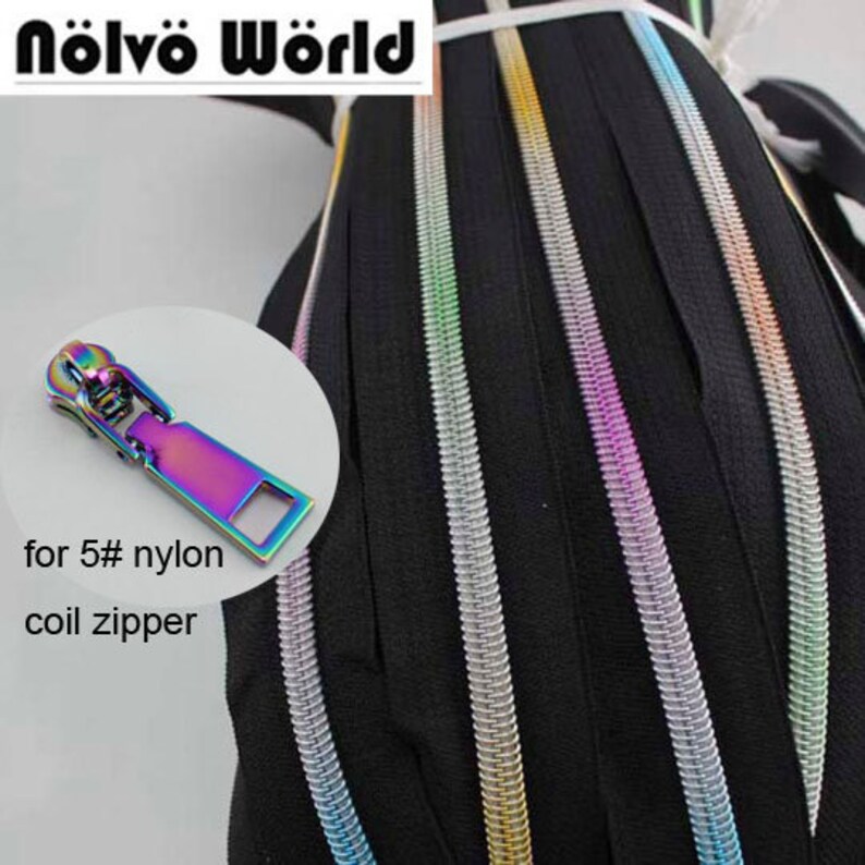 10Yards 7 Nice Colors 5# rainbow nylon teeth zipper,10 pieces 5# rainbow nylon coil zipper slider pullers