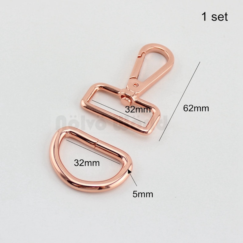 2-4-10 sets Rose Gold 3.2cm 1.2 Inch Swivel Clips matching 1.2 Inch welded D Ring