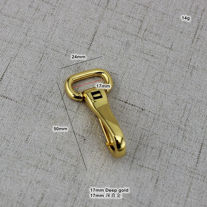10-50 pieces 17 mm Deep gold inner width brass solid material snap hook Diy Leather craft bag wallet belt spring buckle