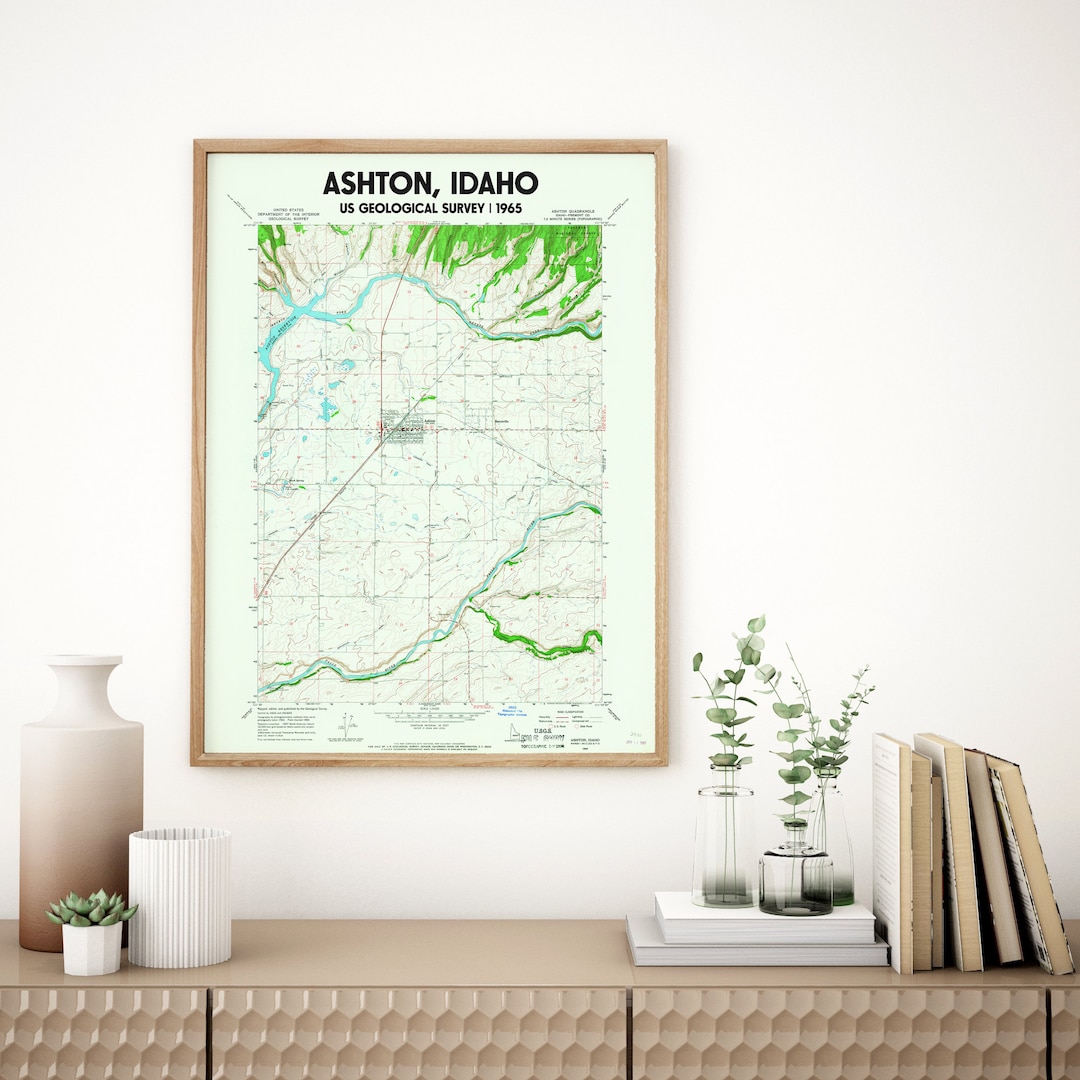 Ashton Idaho USGS Map Poster 1965 Etsy