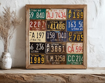 Vintage Utah License Plates Photo Print: Retro Americana Wall Art