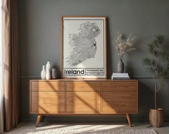 Mid Century Modern Ireland Map Print | Retro Minimalist Wall Art