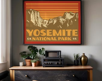 Yosemite Tunnel View Poster | Mid Century Minimalist National Park Wall Art