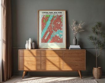 1956 Central Park Topographic Map Poster | Vintage NYC Wall Art