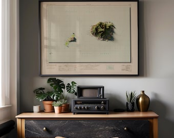 Kauai Hawaii 1970 Vintage Topographic Map Print | Shaded Relief Wall Art