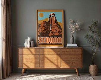 Sedona Chapel of the Holy Cross Print | Mid Century Modern Desert Wall Art