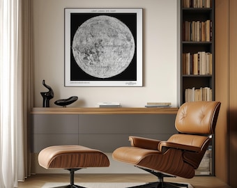 1967 NASA Lunar Landing Site Chart | Vintage Moon Mission Map Space Wall Art