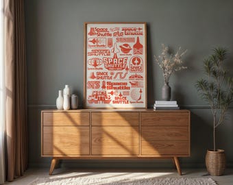 Retro NASA Space Shuttle Logos Poster | 1980s Mission Patch Style Wall Art