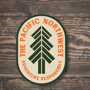 Pacific Northwest Sticker | Retro Pine Tree | Waterproof Vinyl Sticker | UV resistant decal | Car window, laptop, water bottle sticker