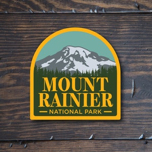 Mount Rainier National Park Sticker | Waterproof Vinyl Sticker | UV resistant decal | Car window, laptop, water bottle sticker