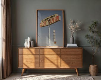 Vintage Motel Sign Photo Print, Retro Americana Wall Art