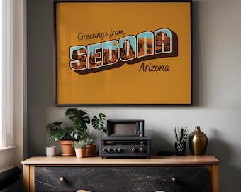 Sedona Arizona Travel Poster | Vintage Postcard Art Print