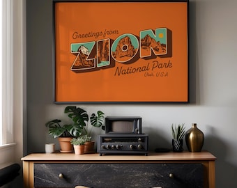 Zion National Park Vintage Travel Poster | Retro Americana Wall Art
