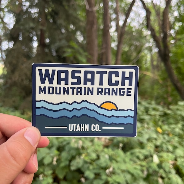 Retro Wasatch Mountain Range Sticker | Waterproof Vinyl Sticker | UV resistant decal | Car window, laptop, water bottle sticker