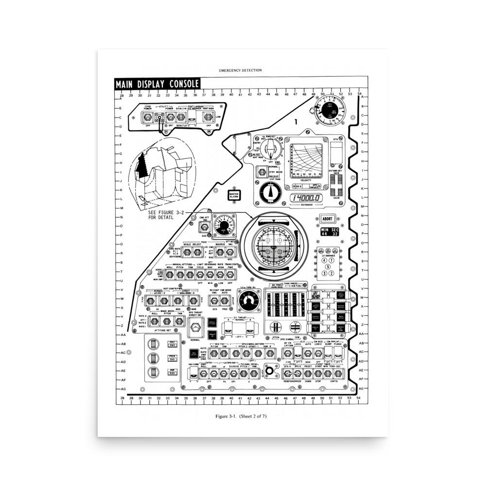 Vintage 1969 Apollo Command Module Control Panel Drawing | NASA Block ...