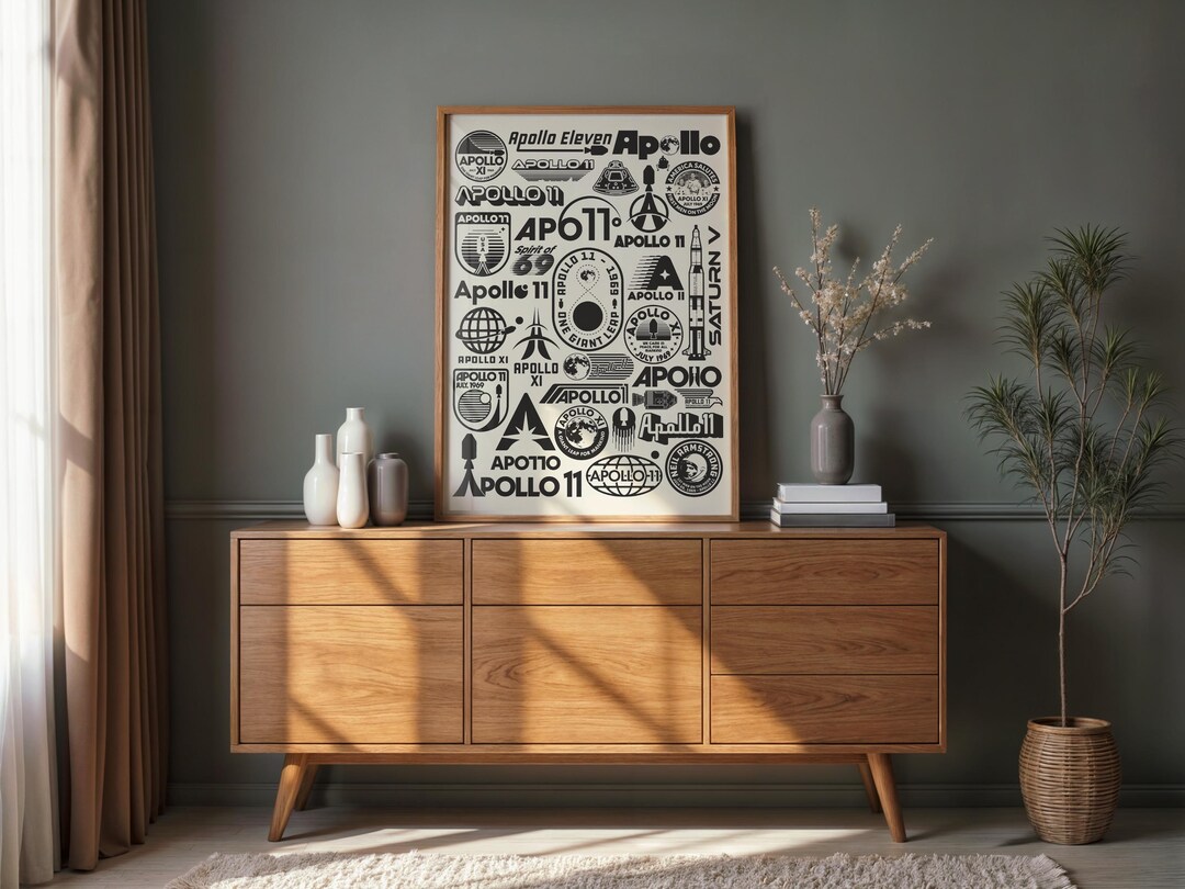 Apollo 11 Logo Poster | Retro Moon Landing Collage Wall Art - Etsy