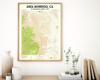 Anza Borrego California Poster | Vintage 1959 USGS Map