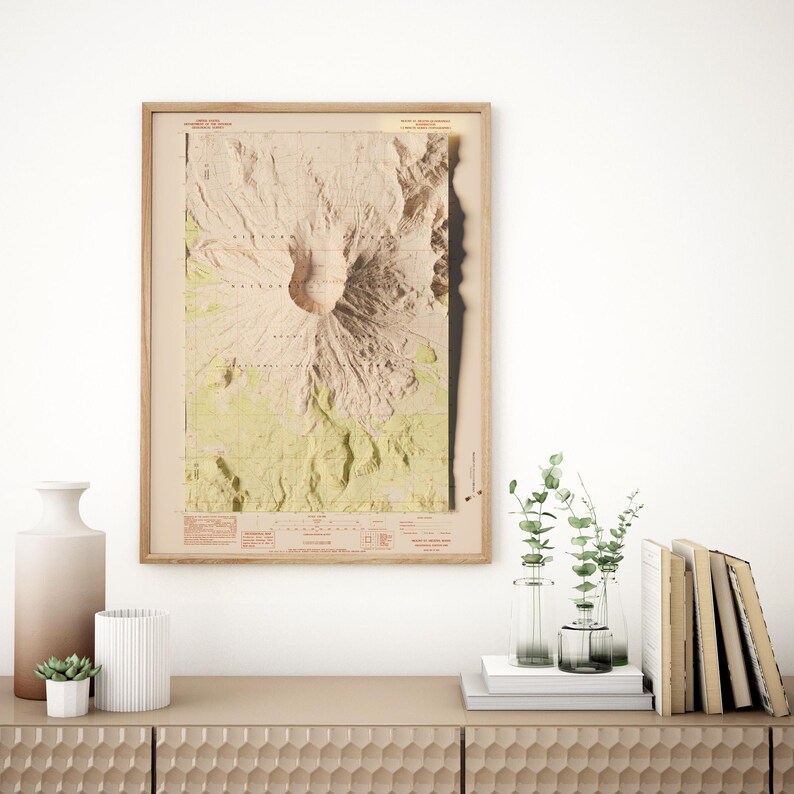 Mount St Helens Topographic Map Print | 1983 USGS Shaded Relief - Etsy
