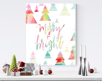 modern christmas decor merry bright printable wall art colorful festive xmas print - Modern Christmas Decor modern christmas decor merry bright printable wall art colorful festive xmas print - Modern Christmas Decor