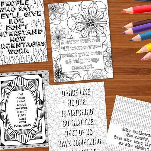 Printable Coloring Pages for Adults Demotivational Quotes - Etsy
