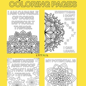 Growth Mindset Coloring Pages Printable Mandala Positive Mindset Quotes to Color image 1