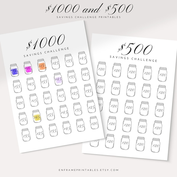 Savings Challenge Printable Savings Tracker Money Challenge 1000 Savings 500 Savings 30 Day Challenge Sinking Fund Worksheet Cash Budgeting