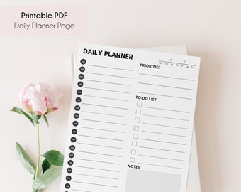 Daily Schedule Printable Planner, Instant Download, To Do List, Letter, A4, A5, Productivity Planner