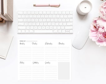 Weekly To Do List Printable Planner, Weekly Schedule, Modern Minimalist Desktop Planner