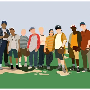 Sandlot Illustration Printable Movie Art, Baseball Decor, Movie Poster, Baseball Gifts, Baseball Coach Gift, Playroom Decor,Fathers Day Gift image 1