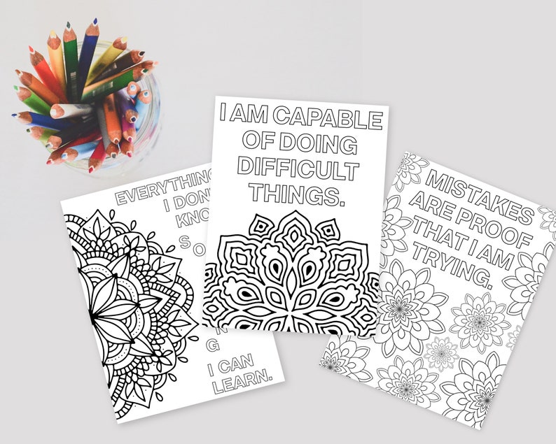 Growth Mindset Coloring Pages Printable Mandala Positive Mindset Quotes to Color image 2